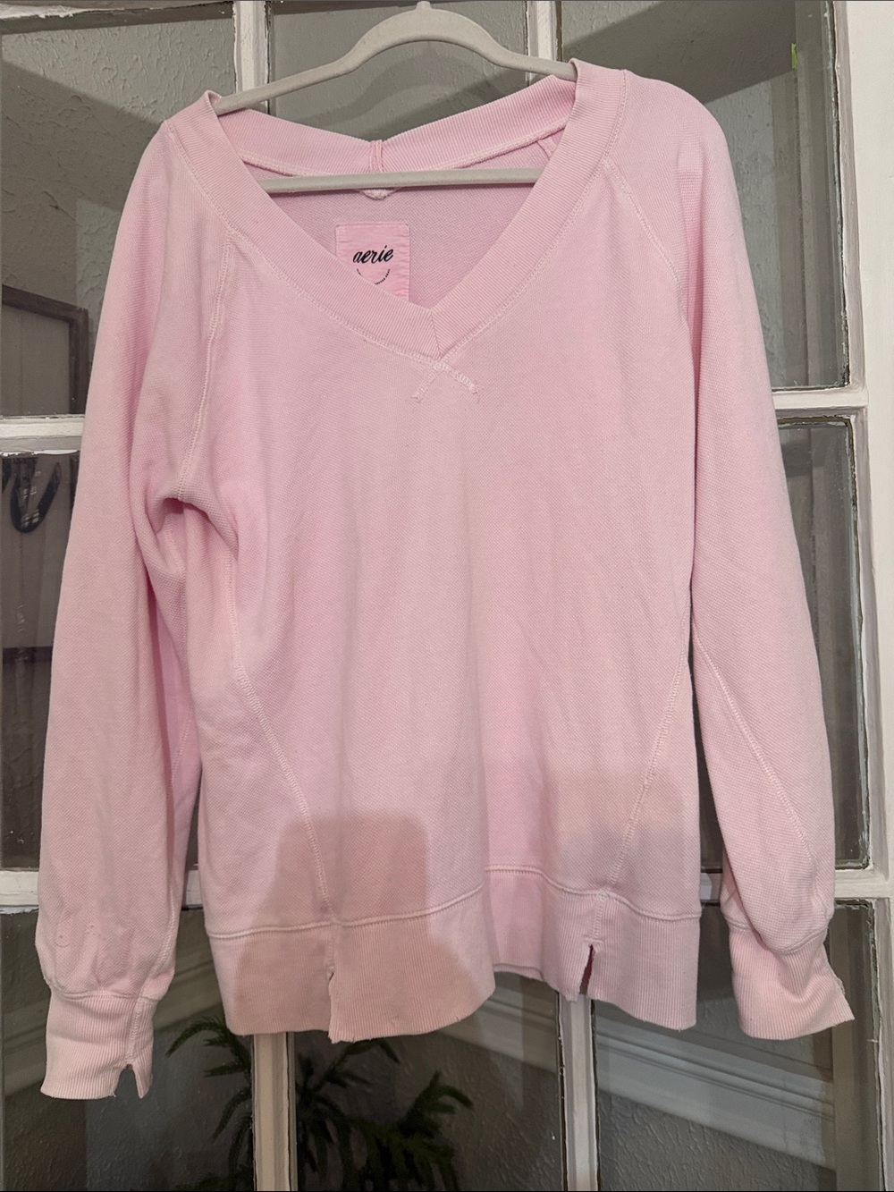 aerie Pastel Pink Oversized V-Neck Women's Sweater